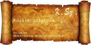 Kozlik Szigfrid névjegykártya